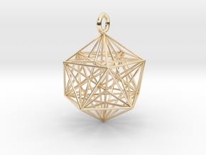 Icosahedron Dodecahedron Nest - 32mm  in 14k Gold Plated Brass