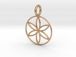 Seed of Life - 6 petalled flower - 22mm 30mm 40mm in Natural Bronze: Small