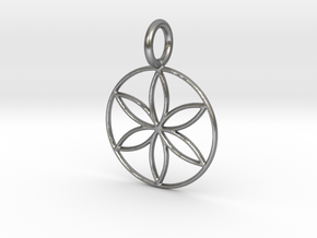 Seed of Life - 6 petalled flower - 22mm 30mm 40mm in Natural Silver: Small