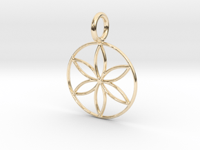 Seed of Life - 6 petalled flower - 22mm 30mm 40mm in 14K Yellow Gold: Small