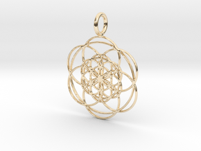 Seed of Life within Seed of Life 40mm 34mm in 14K Yellow Gold: Medium