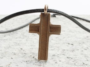 Steel Girder Cross Pendant - Christian Jewelry in Polished Bronzed-Silver Steel