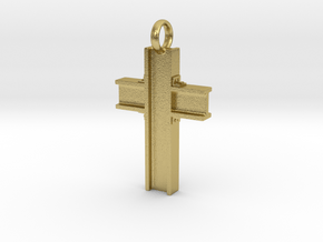 Steel Girder Cross Pendant - Christian Jewelry in Natural Brass
