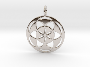 Seed of Life filled 29mm in Rhodium Plated Brass