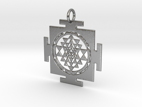 Sri Yantra in traditional setting 40mm in Natural Silver