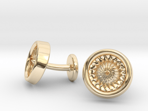 Jet Engine Turbine Cufflinks in 14K Yellow Gold