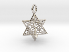 Stellated Dodecahedron 23mm in Rhodium Plated Brass