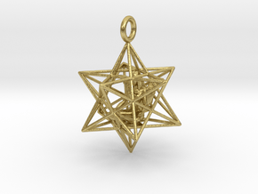 Angel Starship Stellated Dodecahedron 30m in Natural Brass