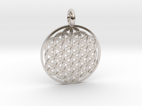 Flower of Life Pendant 22mm and 30mm in Rhodium Plated Brass: Medium