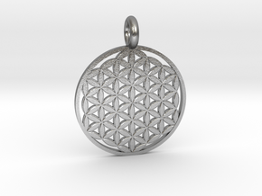 Flower of Life Pendant 22mm and 30mm in Natural Silver: Medium