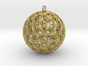Geodesic Flower of Life Sphere in Natural Brass
