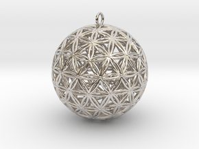 Geodesic Flower of Life Sphere in Rhodium Plated Brass