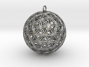 Geodesic Flower of Life Sphere in Natural Silver
