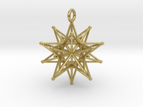 Stellated Icosahedron 27mm diameter in Natural Brass