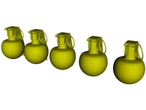 1/16 scale M-67 fragmentation grenades x 5 in Clear Ultra Fine Detail Plastic