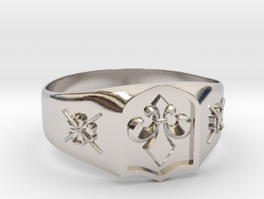 Fleur-de-lis and the Director of Ceremonies Ring in Rhodium Plated Brass