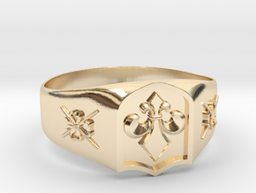 Fleur-de-lis and the Director of Ceremonies Ring in 14k Gold Plated Brass