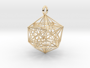 Icosahedron with inner Stellated Dodecahedron 30mm in 14k Gold Plated Brass