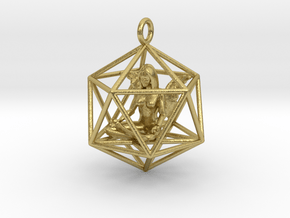 Angel in Icosahedron 35mm in Natural Brass