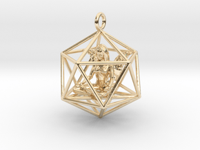 Angel in Icosahedron 35mm in 14k Gold Plated Brass