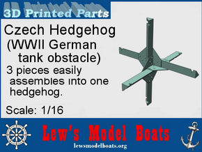 Czech Hedgehog (WWII German tank barrier) in White Natural Versatile Plastic: 1:16