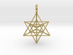Star Tetrahedron inside Star Tetrahedron 28mm in Natural Brass