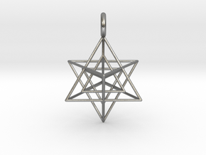 Star Tetrahedron inside Star Tetrahedron 28mm in Natural Silver