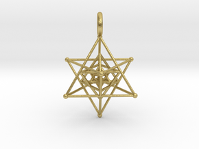 Tripple Star Tetrahedron 27mm in Natural Brass