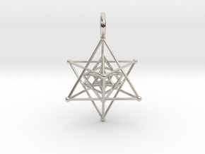 Tripple Star Tetrahedron 27mm in Rhodium Plated Brass
