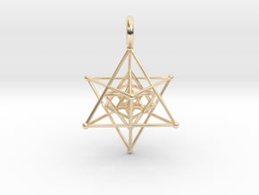 Tripple Star Tetrahedron 27mm in 14k Gold Plated Brass