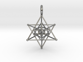 Tripple Star Tetrahedron 27mm in Natural Silver
