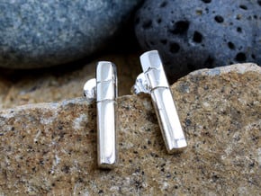 Columnar Basalt Earrings - Geology Jewelry in Polished Silver