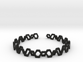 Honey Lines, Bracelet Medium Size d=65mm in Black Premium Versatile Plastic: Medium