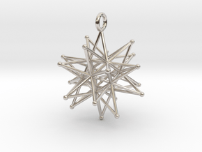 stellated icosa 26mm and 37mm in Rhodium Plated Brass: Large