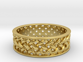 Knotwork Ring - complex in Polished Brass: 12.5 / 67.75