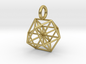 Vector Equilibrium - Cuboctahedron pendant - 21mm  in Natural Brass: Small