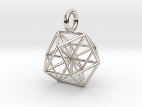 Vector Equilibrium - Cuboctahedron pendant - 21mm  in Rhodium Plated Brass: Small