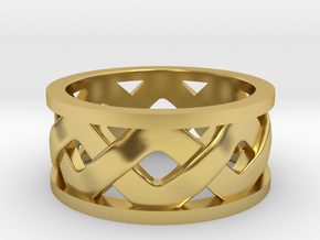 Knotwork Ring in Polished Brass: 4 / 46.5