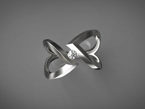 Stagger Heart (without diamond) in Fine Detail Polished Silver