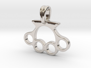 Knuckle Pendant Jewelry Symbol in Rhodium Plated Brass