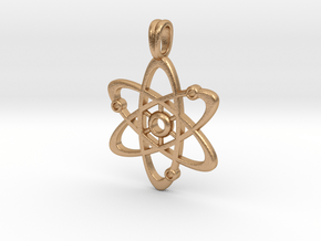 Gold Plate Atom Necklace Symbol in Natural Bronze