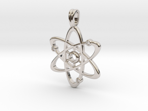 Gold Plate Atom Necklace Symbol in Platinum