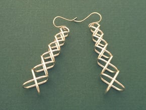 XOXO Tower - Pair of Metal Earrings in Polished Silver