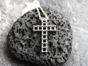Molecular Cross Pendant - Christian Jewelry in Polished Silver