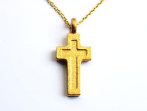 Bold Cross Pendant - Christian Jewelry in Polished Gold Steel