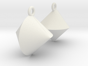 Sphericon Earrings in White Natural Versatile Plastic