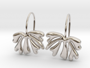 Exotic Leaf Earrings in Rhodium Plated Brass