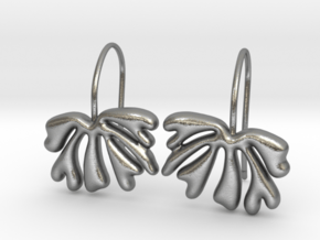 Exotic Leaf Earrings in Natural Silver