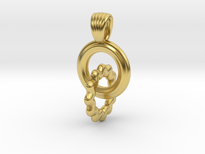 Two rings serrated [pendant] in Polished Brass (Interlocking Parts)