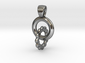 Two rings serrated [pendant] in Polished Silver (Interlocking Parts)